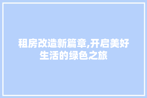 租房改造新篇章,开启美好生活的绿色之旅 汽车维修