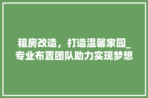 租房改造，打造温馨家园_专业布置团队助力实现梦想家