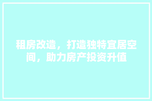 租房改造，打造独特宜居空间，助力房产投资升值