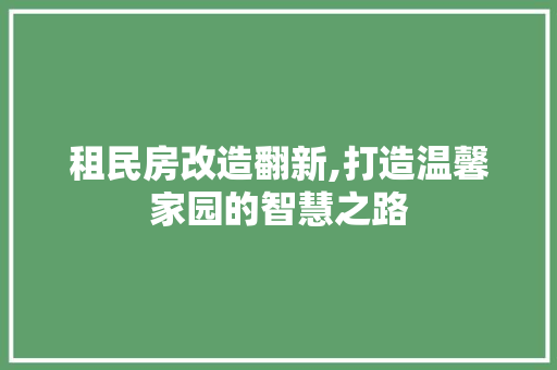 租民房改造翻新,打造温馨家园的智慧之路