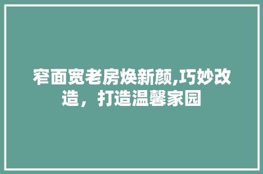 窄面宽老房焕新颜,巧妙改造，打造温馨家园