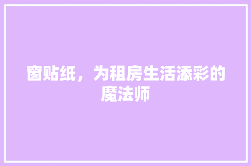窗贴纸，为租房生活添彩的魔法师