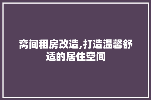 窝间租房改造,打造温馨舒适的居住空间