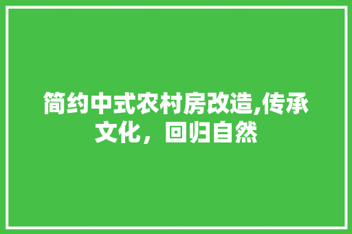 简约中式农村房改造,传承文化，回归自然