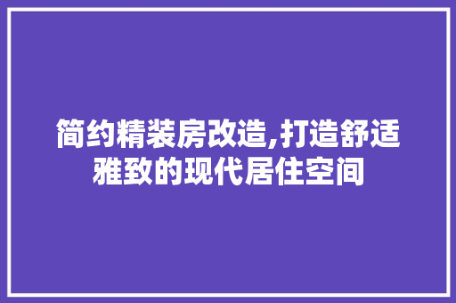 简约精装房改造,打造舒适雅致的现代居住空间