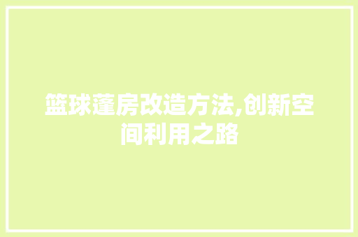篮球蓬房改造方法,创新空间利用之路
