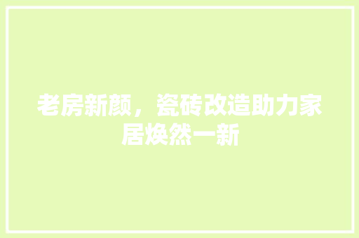 老房新颜，瓷砖改造助力家居焕然一新