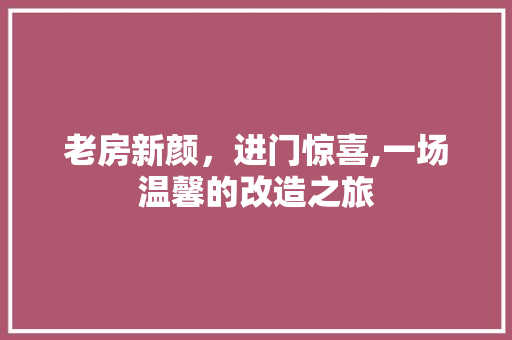 老房新颜，进门惊喜,一场温馨的改造之旅 家电维修
