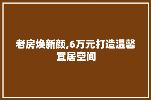 老房焕新颜,6万元打造温馨宜居空间
