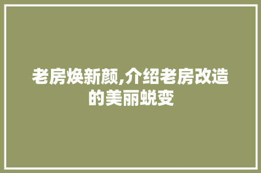 老房焕新颜,介绍老房改造的美丽蜕变