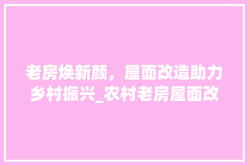 老房焕新颜，屋面改造助力乡村振兴_农村老房屋面改造之路