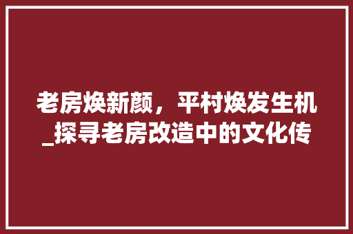 老房焕新颜，平村焕发生机_探寻老房改造中的文化传承与创新