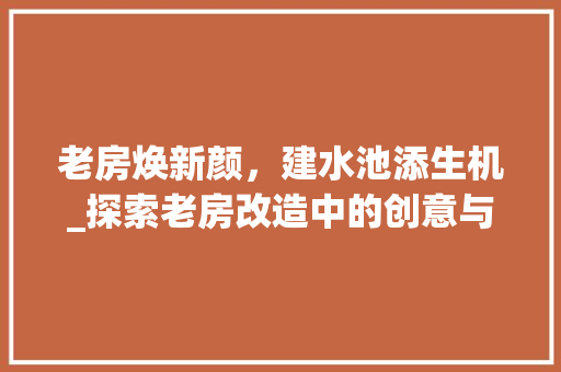 老房焕新颜，建水池添生机_探索老房改造中的创意与智慧