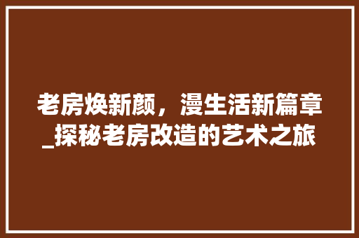 老房焕新颜，漫生活新篇章_探秘老房改造的艺术之旅