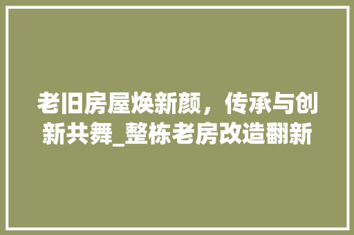 老旧房屋焕新颜，传承与创新共舞_整栋老房改造翻新探析