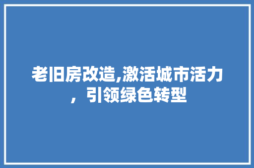 老旧房改造,激活城市活力，引领绿色转型