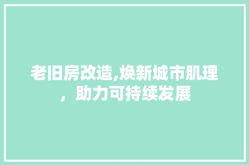 老旧房改造,焕新城市肌理，助力可持续发展