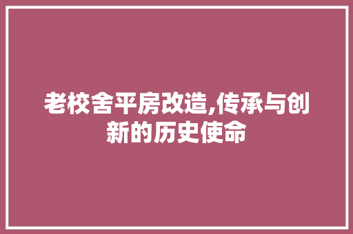 老校舍平房改造,传承与创新的历史使命