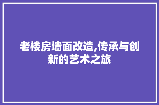 老楼房墙面改造,传承与创新的艺术之旅