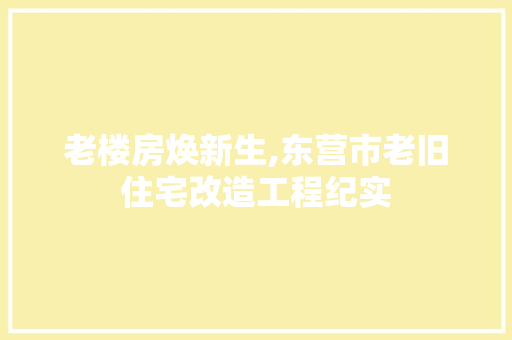 老楼房焕新生,东营市老旧住宅改造工程纪实 综合便民