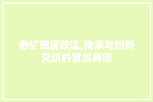 老矿建房改造,传承与创新交织的宜居典范