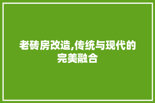 老砖房改造,传统与现代的完美融合