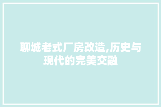 聊城老式厂房改造,历史与现代的完美交融
