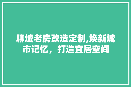 聊城老房改造定制,焕新城市记忆，打造宜居空间