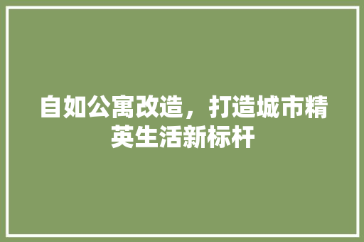 自如公寓改造，打造城市精英生活新标杆