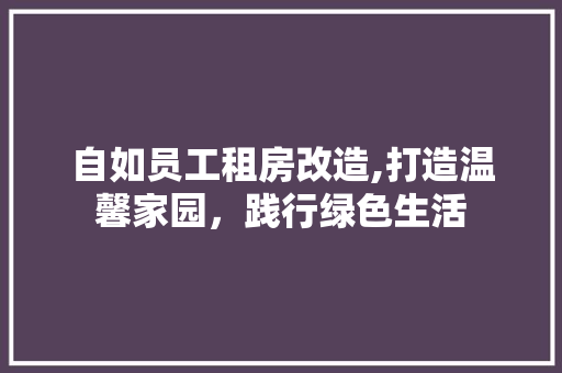 自如员工租房改造,打造温馨家园，践行绿色生活