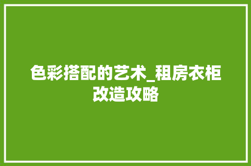 色彩搭配的艺术_租房衣柜改造攻略