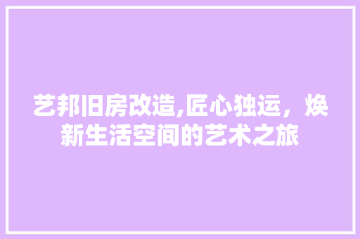艺邦旧房改造,匠心独运，焕新生活空间的艺术之旅 综合便民