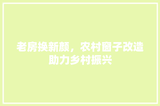 老房换新颜，农村窗子改造助力乡村振兴