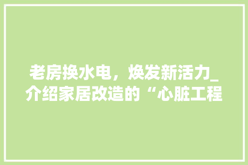 老房换水电，焕发新活力_介绍家居改造的“心脏工程”