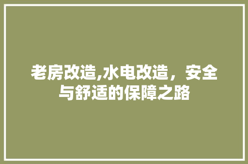 老房改造,水电改造，安全与舒适的保障之路