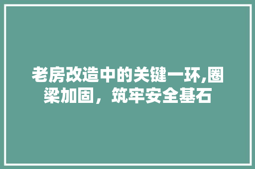 老房改造中的关键一环,圈梁加固，筑牢安全基石
