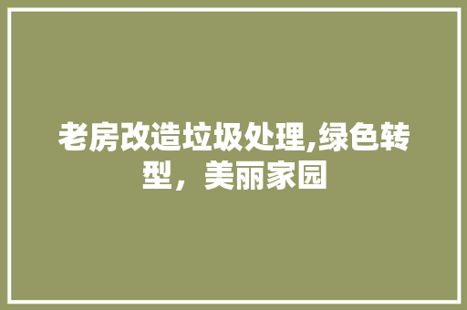 老房改造垃圾处理,绿色转型，美丽家园
