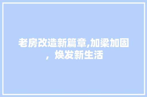 老房改造新篇章,加梁加固，焕发新生活
