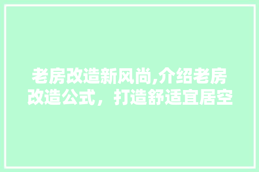 老房改造新风尚,介绍老房改造公式，打造舒适宜居空间