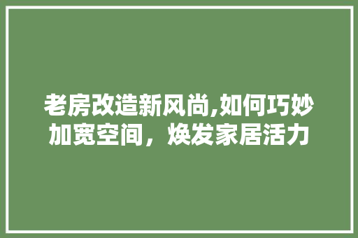 老房改造新风尚,如何巧妙加宽空间，焕发家居活力