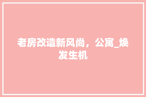 老房改造新风尚，公寓_焕发生机