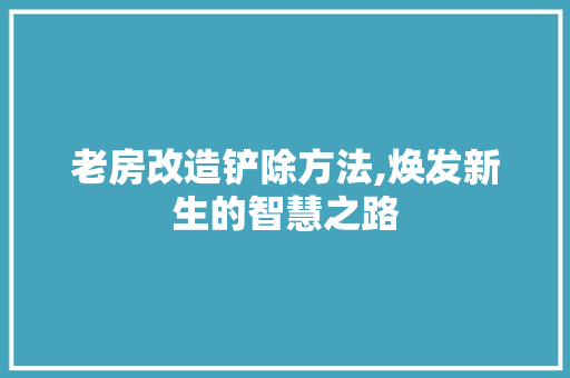 老房改造铲除方法,焕发新生的智慧之路