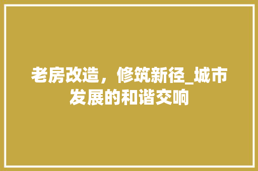 老房改造，修筑新径_城市发展的和谐交响