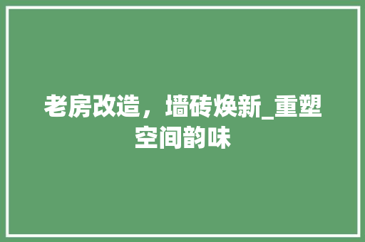 老房改造，墙砖焕新_重塑空间韵味