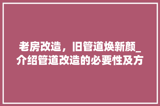 老房改造，旧管道焕新颜_介绍管道改造的必要性及方法