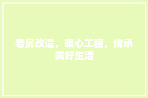 老房改造，暖心工程，传承美好生活