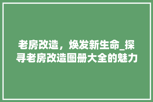 老房改造，焕发新生命_探寻老房改造图册大全的魅力