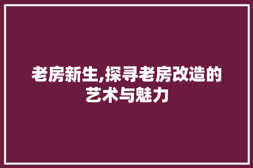 老房新生,探寻老房改造的艺术与魅力