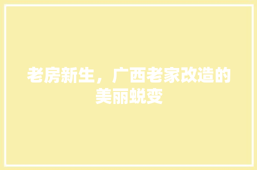 老房新生，广西老家改造的美丽蜕变