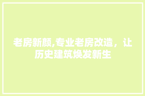 老房新颜,专业老房改造，让历史建筑焕发新生